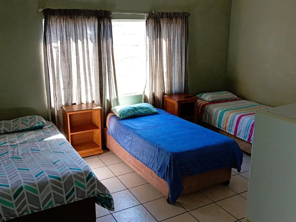 Twin room with blue bedding